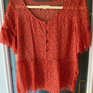 Madewell Eliot silk sheer floral blouse